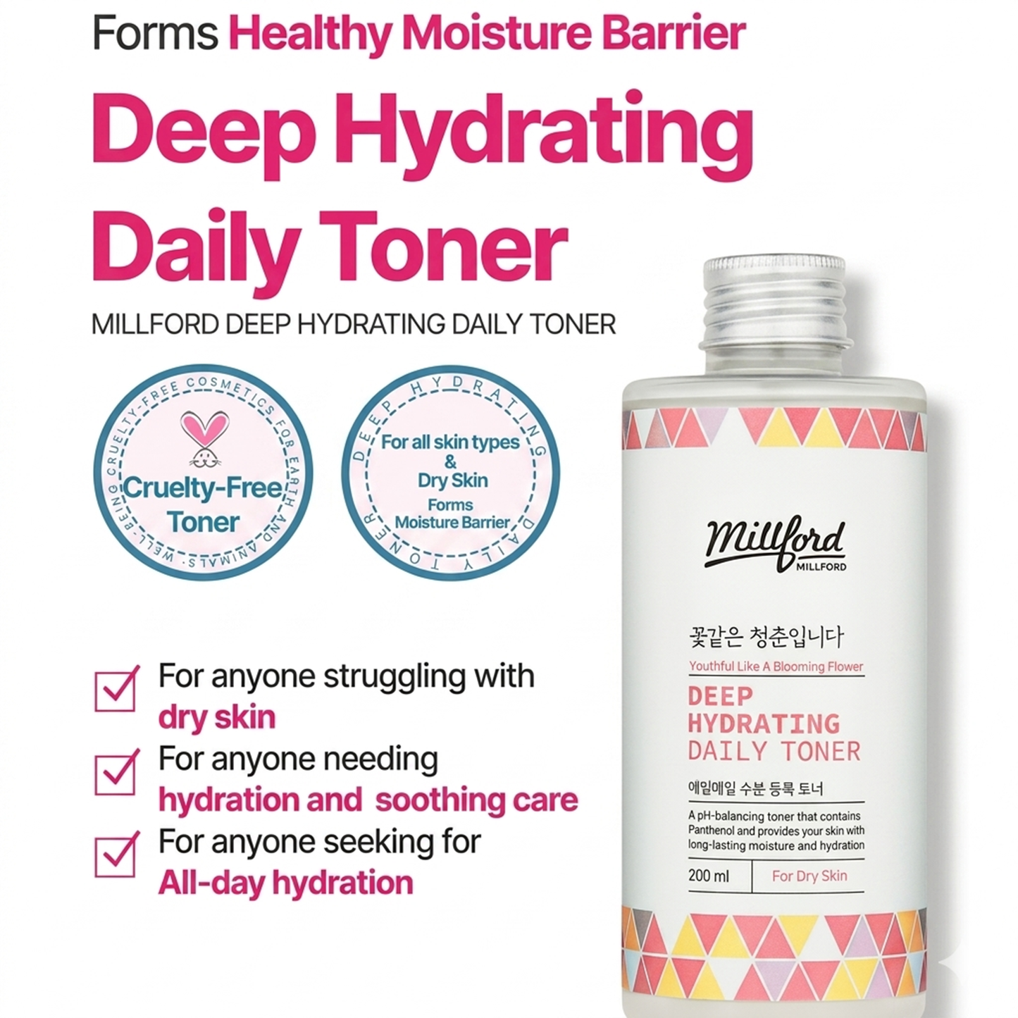 MILLFORD - Tonico viso super idratante 200 ml