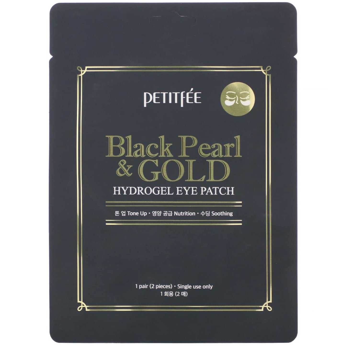 PATCH COREANO CONTORNO OCCHI HYDROGEL CON PERLA NERA ED ORO