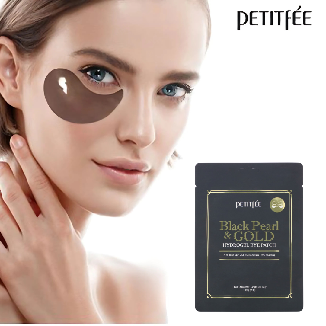 PATCH COREANO CONTORNO OCCHI HYDROGEL CON PERLA NERA ED ORO