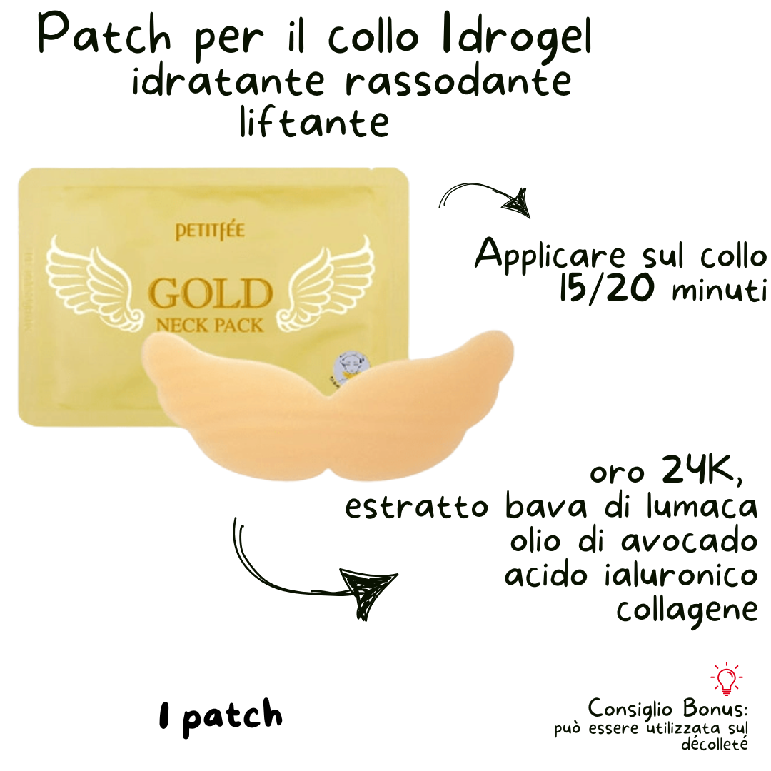 INDICAZIONI UTILIZZO MASCHERA COREANA PER IL COLLO IN HYDROGEL ED ORO