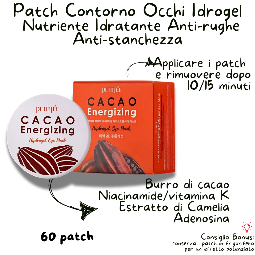 INDICAZIONI UTILIZZO PATCH COREANO CONTORNO OCCHI IN HYDROGEL AL CACAO