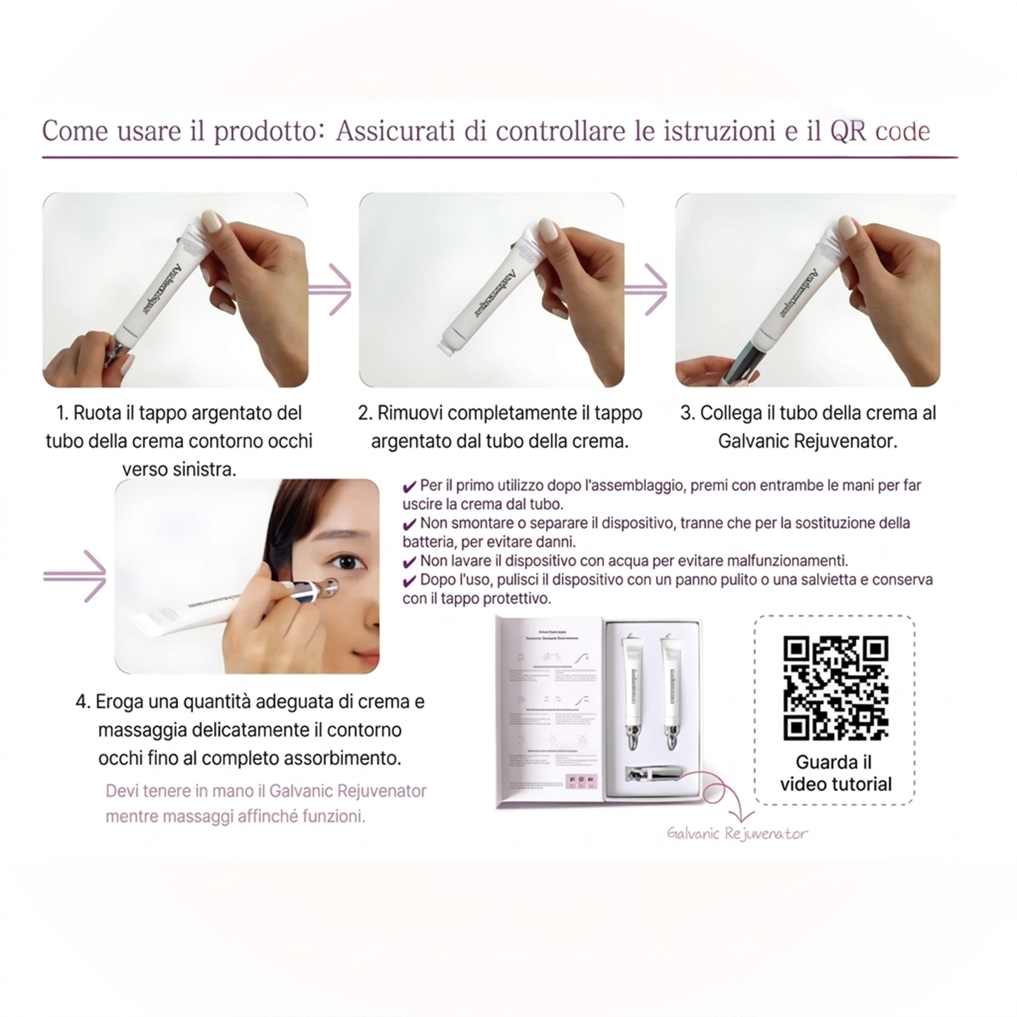 AUTHENTIQUE - Crema contorno occhi antirughe con dispositivo galvanico - 2X20 ml