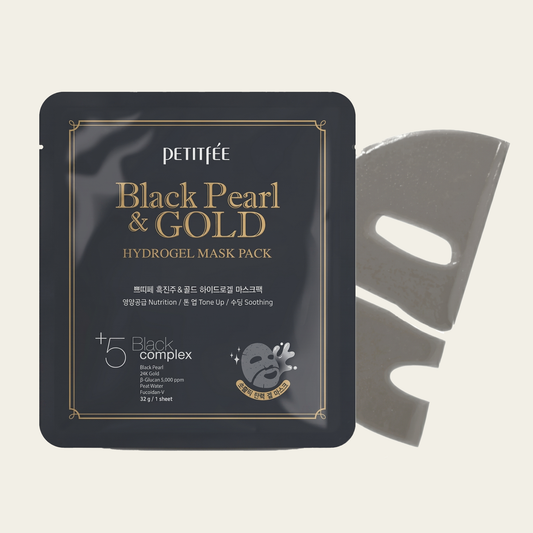 PETITFEE - Maschera viso in hydrogel con perla nera ed oro 1 pz