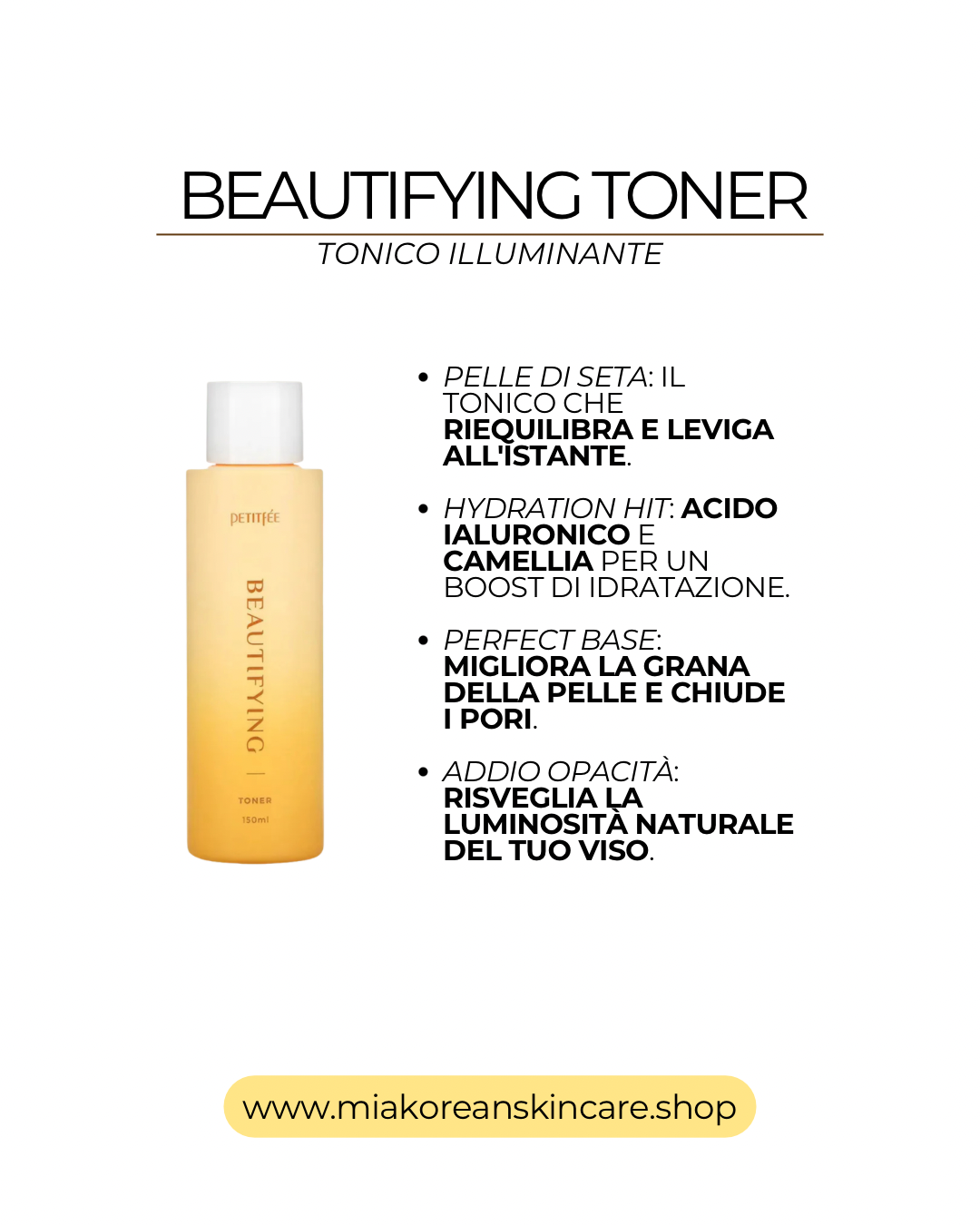PETITFEE - Tonico viso illuminante con acido ialuronico - 150 ml