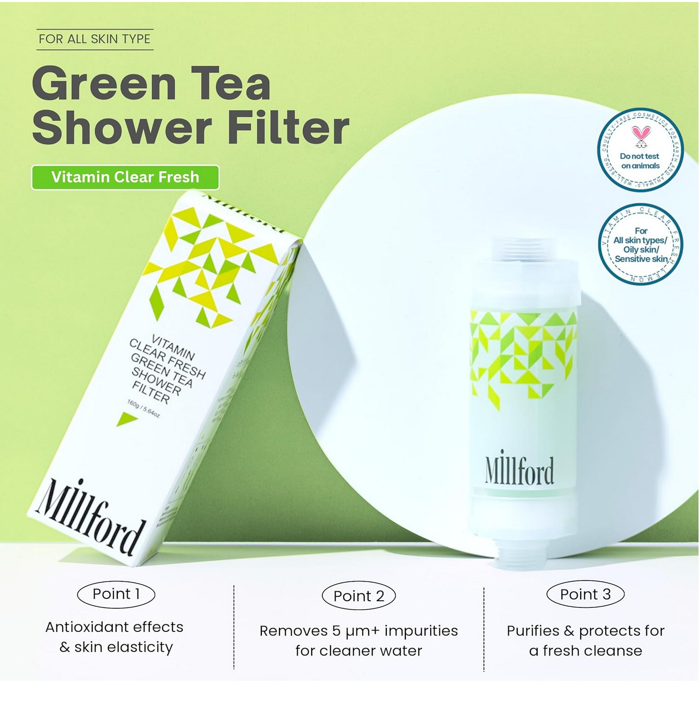 MILLFORD - Filtro doccia detergente idratazione intensa con vitamine aroma te verde
