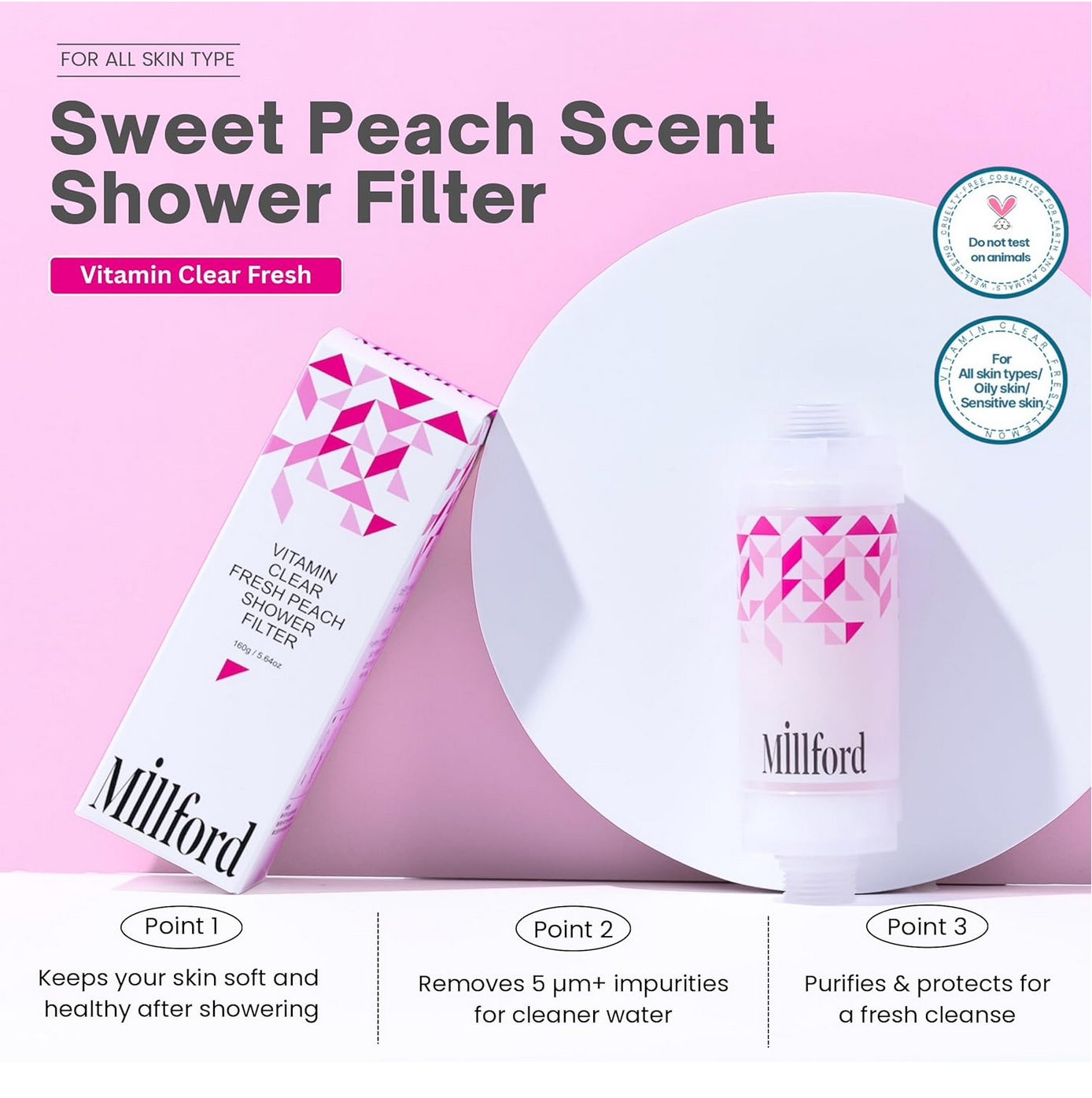 MILLFORD - Filtro doccia detergente idratazione intensa con vitamine aroma pesca