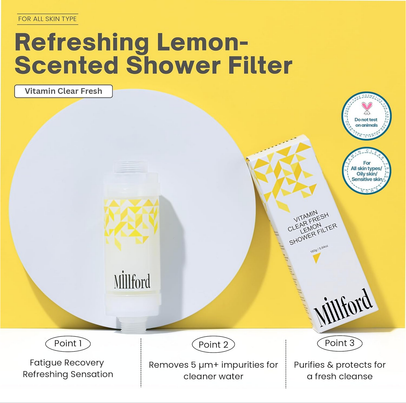 MILLFORD - Filtro doccia detergente idratazione intensa con vitamine aroma limone