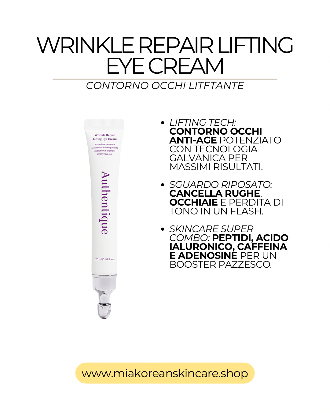 AUTHENTIQUE - Crema contorno occhi antirughe con dispositivo galvanico - 1x20 ml
