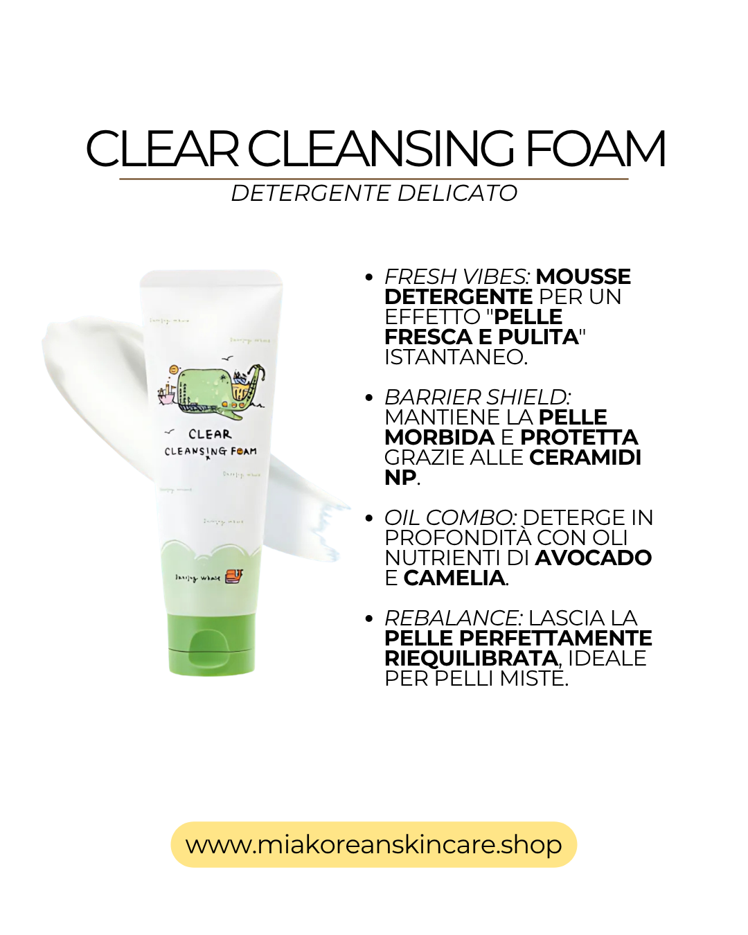 DANCING WHALE - Detergente viso con ingredienti naturali per tutti i tipi di pelle 120 ml