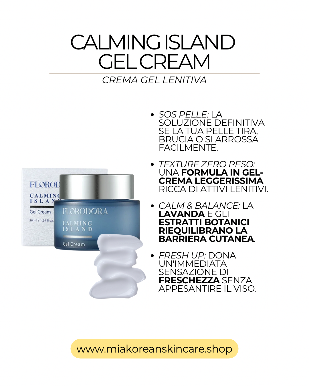 CALMING ISLAND BY FLORODORA - Crema viso gel idratante per pelli sensibili 50 ml