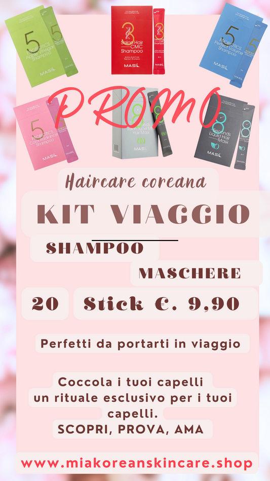 KIT VIAGGIO HAIRCARE COREANA (SHAMPOO + MASCHERE) MASIL