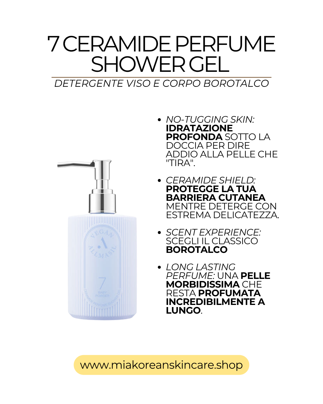 ALLMASIL - Gel doccia vegano con ceramidi BABY POWDER 300 ml