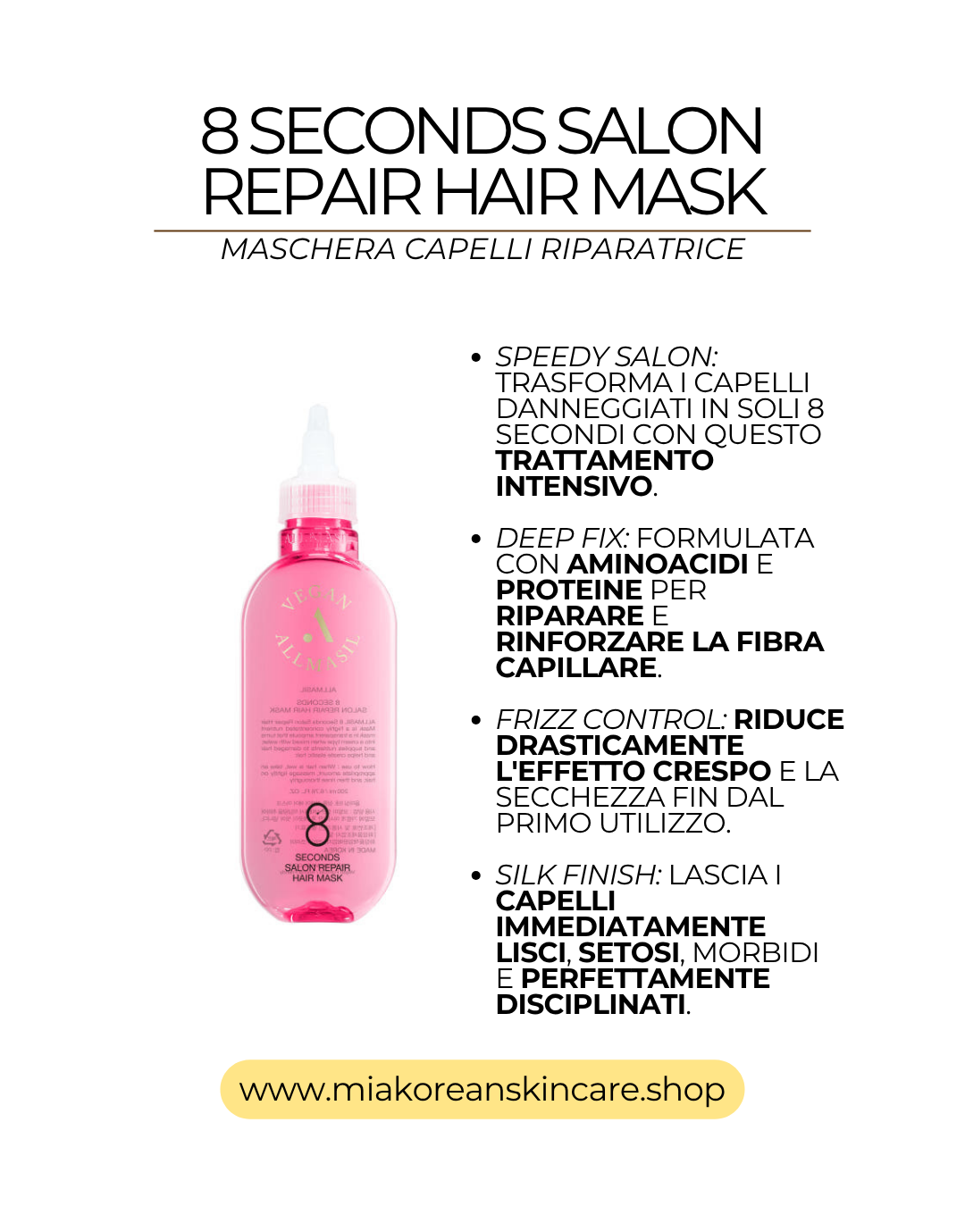 ALLMASIL - Maschera per capelli vegana riparatrice 200 ml
