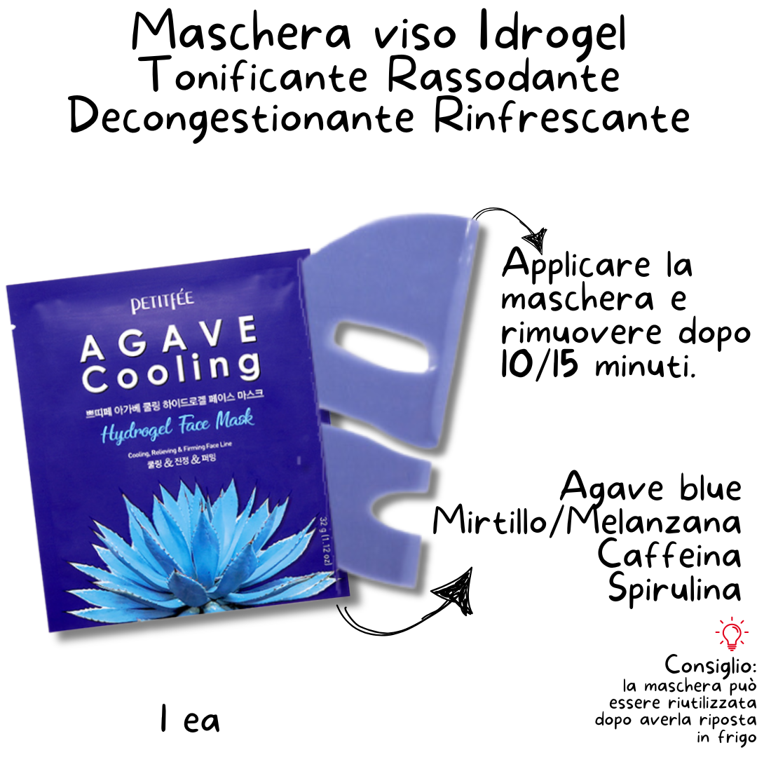 INDICAZIONI UTILIZZO MASCHERA COREANA VISO IN HYDROGEL CON AGAVE BLUE
