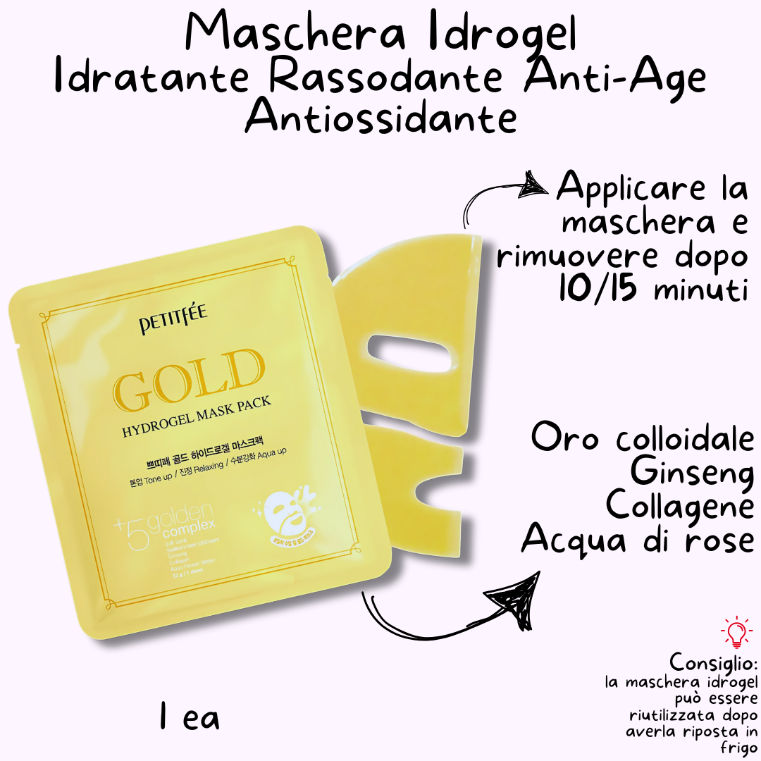 INDICAZIONI UTILIZZO MASCHERA COREANA VISO IN HYDROGEL ED ORO