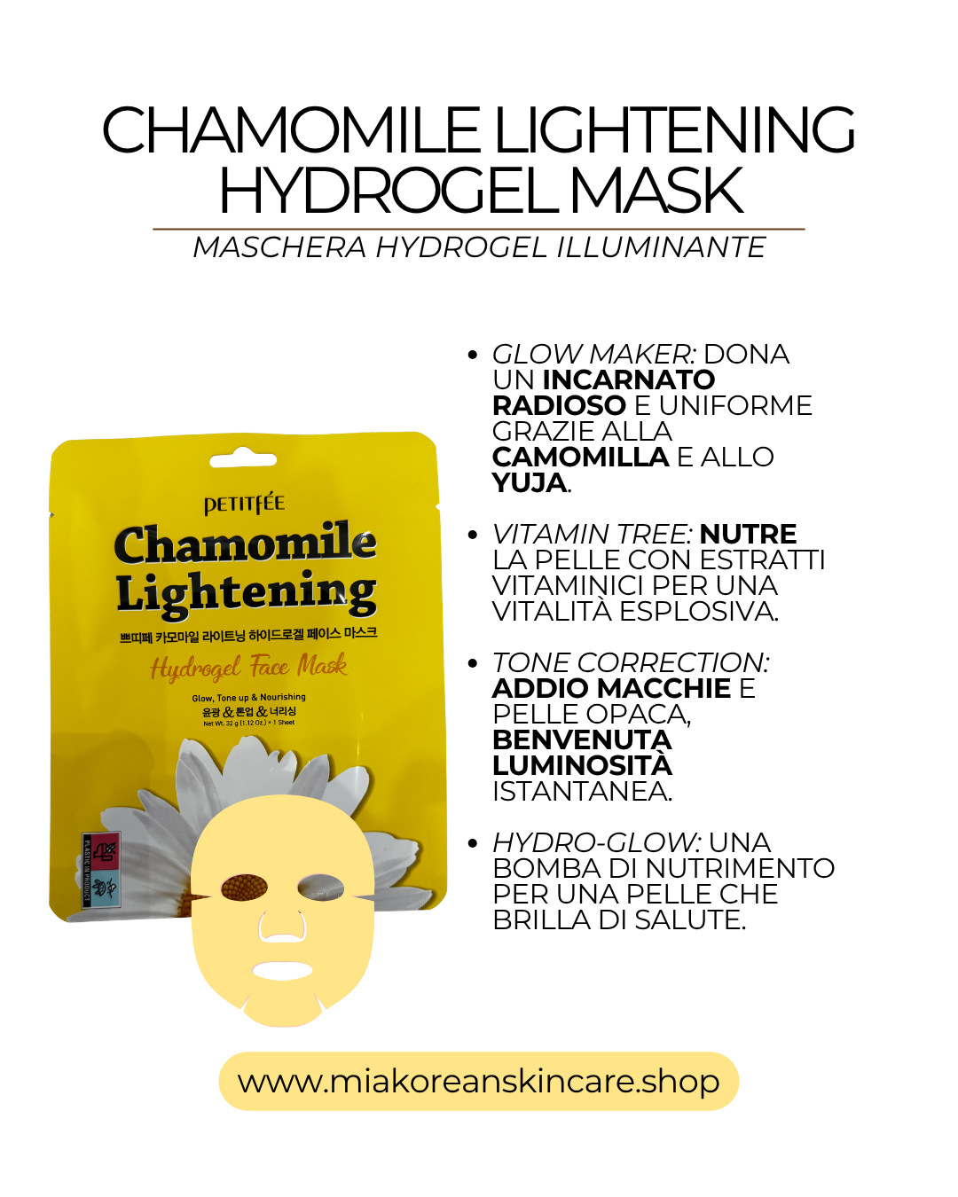 PETITFEE - Maschera viso in hydrogel alla camomilla 1 pz