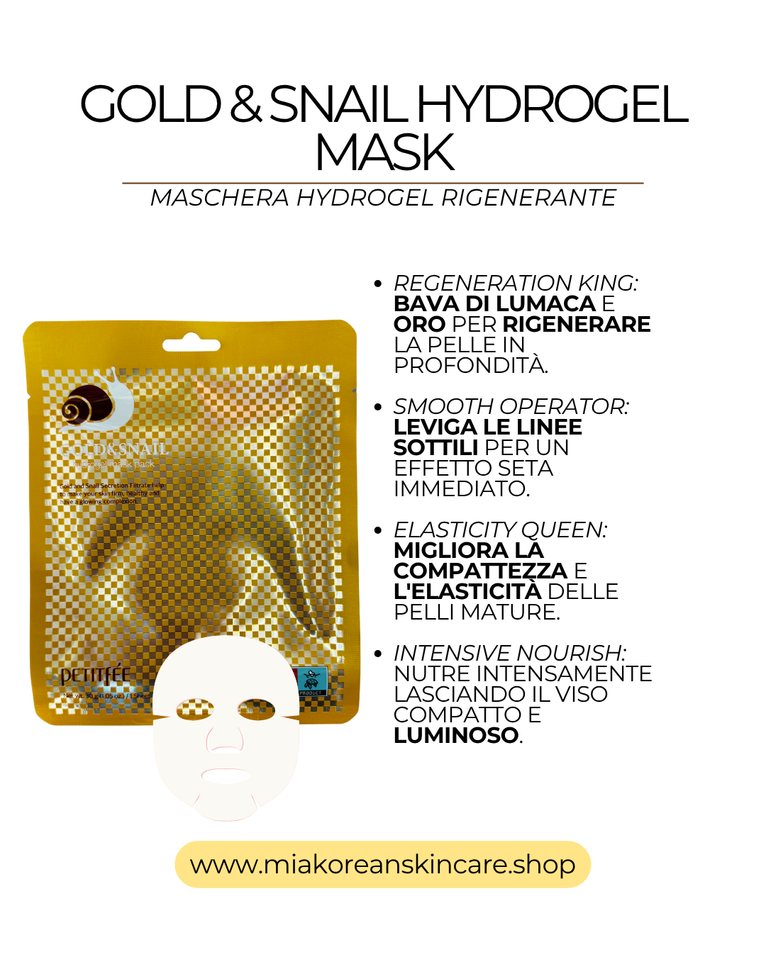 PETITFEE - Maschera viso hydrogel alla bava di lumaca 1 pz